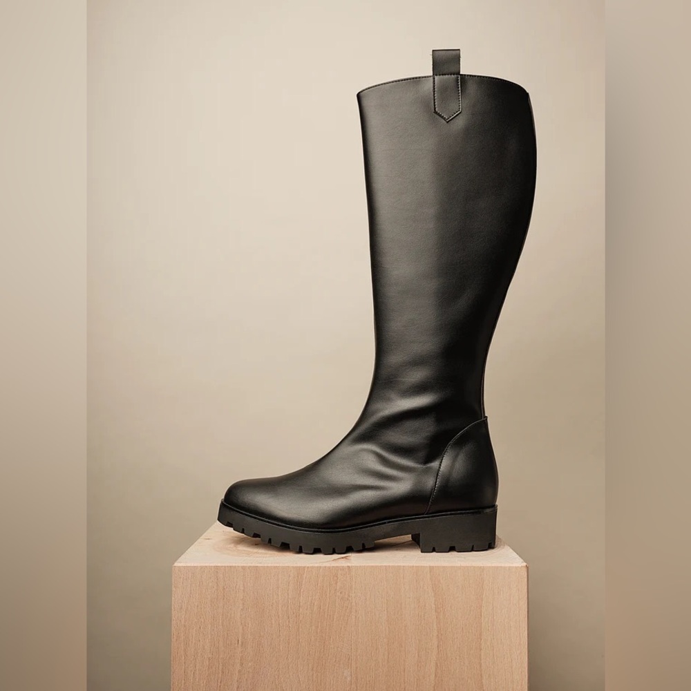 BHAVA Studio NYC Black Fargo Tall Hiker Vegan Leather Boots
